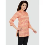 Generic Women's Casual 3/4 Sleeves Printed Rayon Short Top (Orange) - Image 4