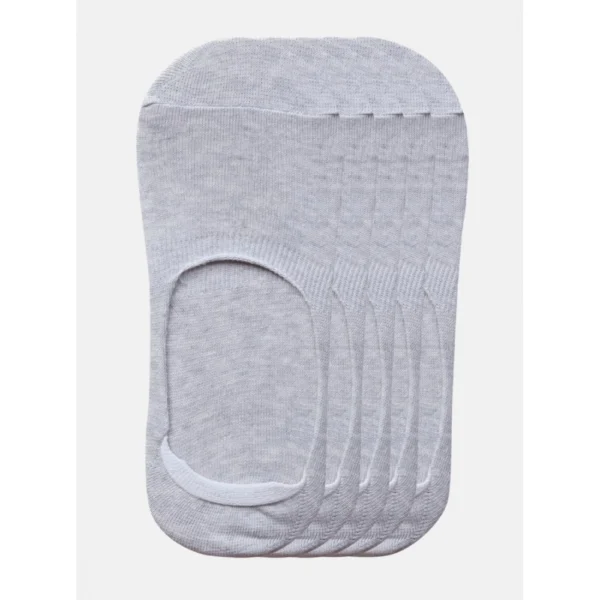 Light Grey 5 Pairs Unisex Cotton Blended No-Show Socks