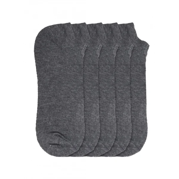 Dark Grey 5 Pairs Unisex Cotton Blended Ankle Socks