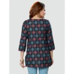 Generic Women's Casual 3/4 Sleeves Printed Rayon Short Top (Navy Blue) - Image 7