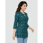Generic Women's Casual 3/4 Sleeves Printed Rayon Short Top (Green) - Image 5