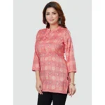 Generic Women's Casual 3/4 Sleeves Printed Rayon Short Top (Pink) - Image 4