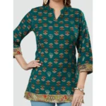 Generic Women's Casual 3/4 Sleeves Printed Rayon Short Top (Green) - Image 4
