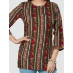 Generic Women's Casual 3/4 Sleeves Printed Rayon Short Top (MultiColor) - Image 2