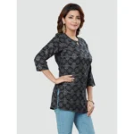 Generic Women's Casual 3/4 Sleeves Printed Rayon Short Top (Black) - Image 5