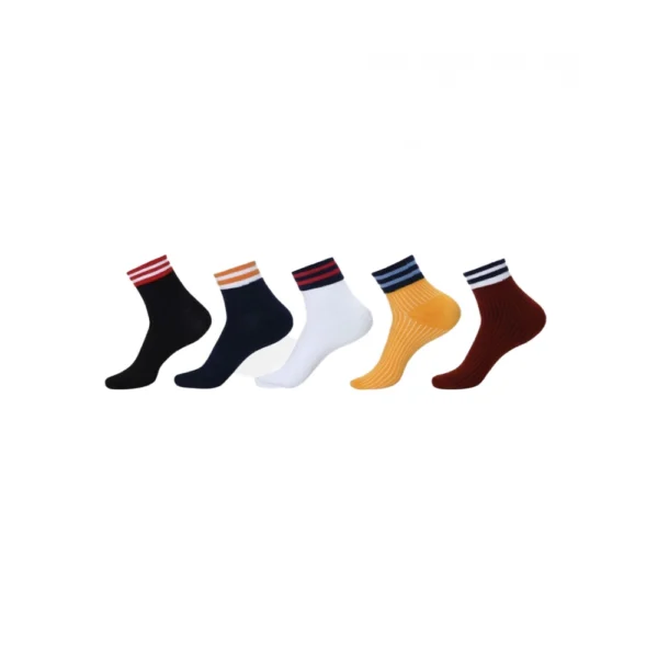 Assorted 5 Pairs Unisex Printed Ankle Length Socks