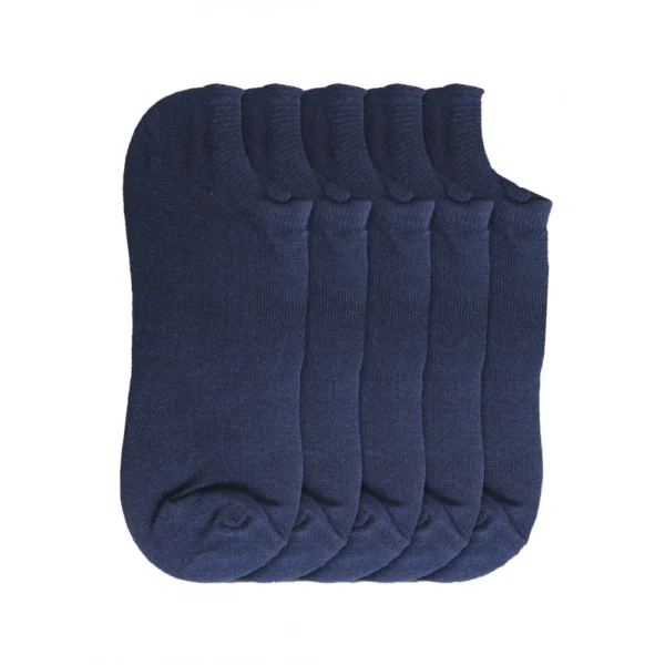 Navy 5 Pairs Unisex Cotton Blended Ankle Socks