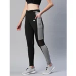 Women's Black Grey Sports Leggings - Angle 4