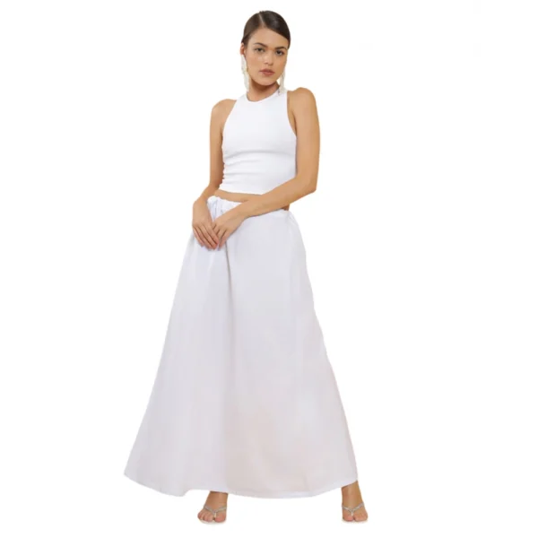 Women's Cotton Solid Petticoat in White