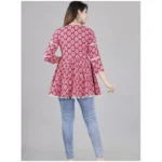 Generic Women's Casual 3/4 Sleeve Printed Rayon Top (Pink) - Image 3