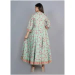 Generic Women's Casual 3/4 Sleeve Printed Rayon Anarkali Gown (Pista Green) - Image 3