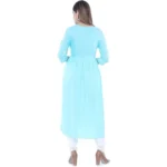 Generic Women's Casual 3/4 Sleeve Embroidered Rayon Anarkali Gown (Blue) - Image 3