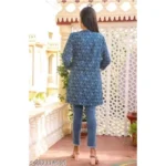 Women's Blue Rayon Top - Angle 3