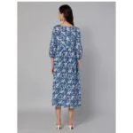 Generic Women's Casual 3/4 Sleeve Printed Poly Creap Anarkali Gown (Blue) - Image 3