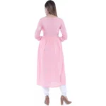 Generic Women's Casual 3/4 Sleeve Embroidered Rayon Anarkali Gown (Pink) - Image 3