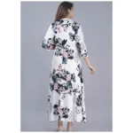 Generic Women's Casual 3/4 Sleeve Printed Rayon Anarkali Gown (White) - Image 3
