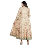Generic Women's Casual 3/4 Sleeve Printed Rayon Anarkali Gown (Peach) - Image 3