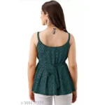 Generic Women's Casual Sleeve Less Printed Rayon Top (Green) - Image 3