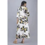 Generic Women's Casual 3/4 Sleeve Printed Rayon Anarkali Gown (Yellow) - Image 3