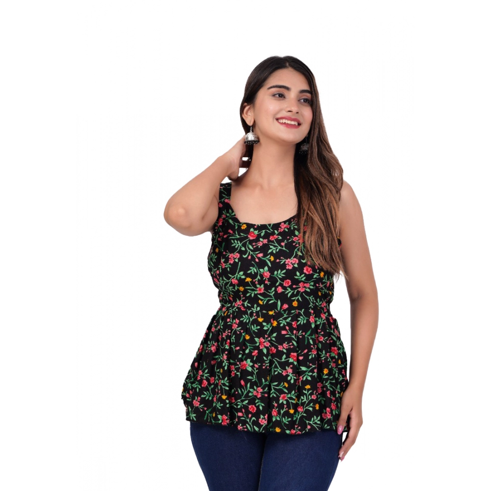 53566611871_598466e939_o_d-1000x1000-1.webp Generic Women's Casual Sleeve Less Printed Rayon Top (Black) - Image 1