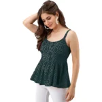 Generic Women's Casual Sleeve Less Printed Rayon Top (Green)