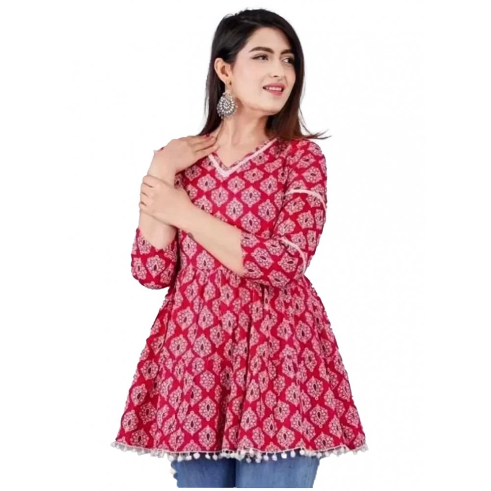 53567048915_eb1813eddb_o_d-1000x1000-1.webp Generic Women's Casual 3/4 Sleeve Printed Rayon Top (Pink) - Image 1