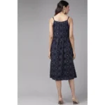 Generic Women's Casual Sleeveless Stripe Printed Rayon Dress (Blue) - Image 2