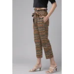 Womens Printed Cotton Trousers - Angle 5