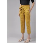 Generic Women's Casual Printed Cotton Flex Trouser Pant (Mustard) - Image 5