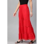 Women's Red Rayon Sharara - Angle 5