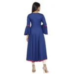 Generic Women's Casual Bell Sleeves Embroidery Rayon Kurti (Blue) - Image 2