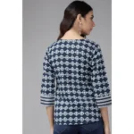 Generic Women's Casual 3/4 th Sleeve Floral Printed Cotton Top (Blue) - Image 2