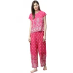 Pink Printed Rayon Pajama Set
