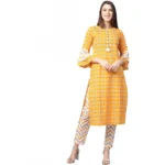 Mustard Floral Kurti Set