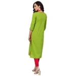 Generic Women's Casual 3/4 th Sleeve Mirror Work Cotton Slub Kurti (Green) - Image 2