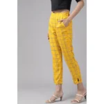 Women's Yellow Checked Trousers - Angle 5