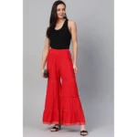 Women's Red Rayon Sharara - Angle 3