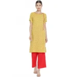 Yellow Red Floral Kurti Set