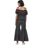 Generic Women's Casual shoulder sleeve Geomatrical Printed Cotton Dress (Black) - Image 2