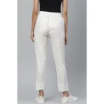 White Checked Trousers for Women - Angle 2