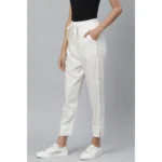 White Checked Trousers for Women - Angle 5