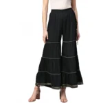 Black Rayon Sharara Pants for Women