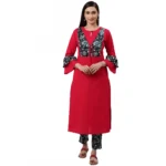 Rani Pink Floral Kurti Set