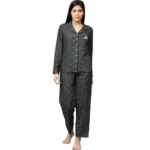 Grey Polka Dot Rayon Night Suit