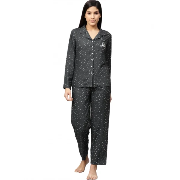 Grey Polka Dot Rayon Night Suit