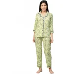 Green Floral Rayon Night Suit