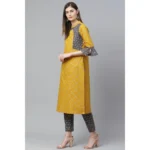 Yellow Cotton Kurti Set - Angle 5