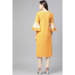 Mustard Cotton Kurti Set - Angle 2