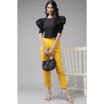 Women's Yellow Checked Trousers - Angle 3