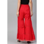 Women's Red Rayon Sharara - Angle 2
